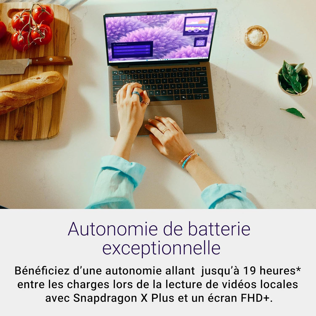 Dell Inspiron 14 (5441) Copilot+ PC Portable 14" écran FHD+ 60 Hz  Snapdragon X Plus  16 Go RAM  512 Go SSD  Qualcomm Adreno  Windows 11 Home  Clavier rétroéclairé AZERTY - Gris Titane
