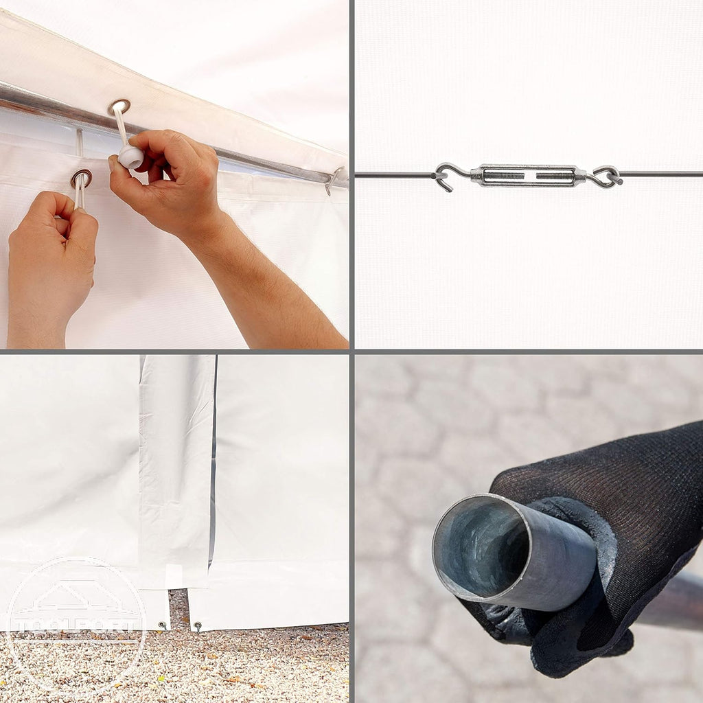 TOOLPORT Tente de Stockage 6x12 m abri bache PVC 700 N imperméable Blanc