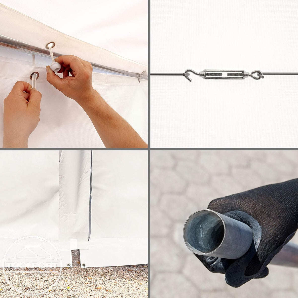 TOOLPORT Tente de Stockage 6x12 m abri bache PVC 700 N imperméable Blanc