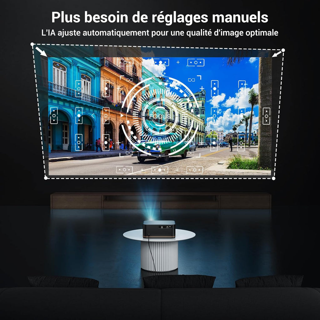 1500 ANSI Full HD Videoprojecteur 4k avec WiFi 6 Bluetooth 5.2, HAPPRUN Projecteur Video Home Cinéma avec Auto Focus et Keystone, 300" Vidéoprojecteur Extérieur Intérieur, Compatible TV Stick/PC/