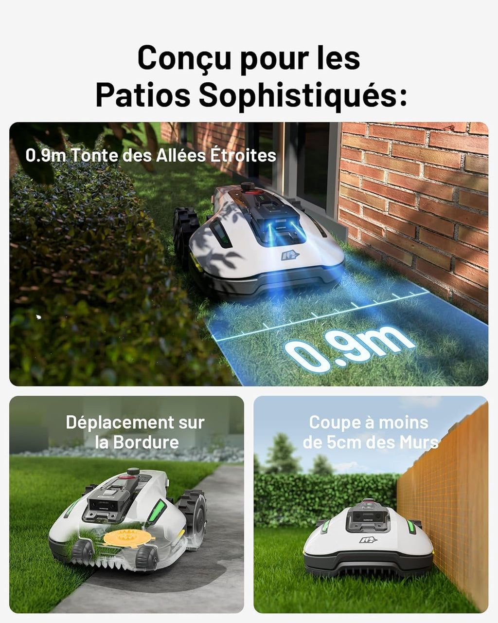 MAMMOTION YUKA Mini 500 Robot Tondeuse sans Fil Périphérique, NetRTK+Vision, Aucune Antenne RTK Requise, Recommandé 500 m2, Pente à 50%, Cartographie Automatique, avec Module 4G