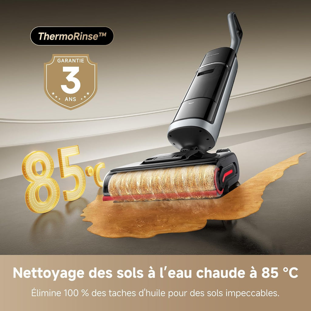 DREAME H15 Pro Heat Aspirateur Laveur, Nettoyage des sols à 85 °C, bras robotisé IA GapFree, capteur RVB intelligent, 22 kPa, 0 n?uds, lavage brosse à 100°C, séchage en 5 min à 90°C,contr?le par appli