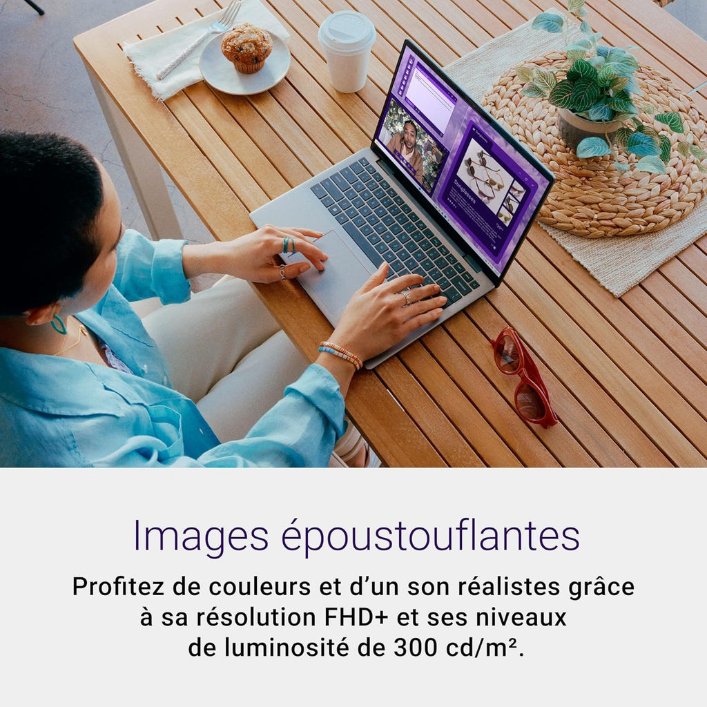Dell Inspiron 14 (5441) Copilot+ PC Portable 14" écran FHD+ 60 Hz  Snapdragon X Plus  16 Go RAM  512 Go SSD  Qualcomm Adreno  Windows 11 Home  Clavier rétroéclairé AZERTY - Gris Titane