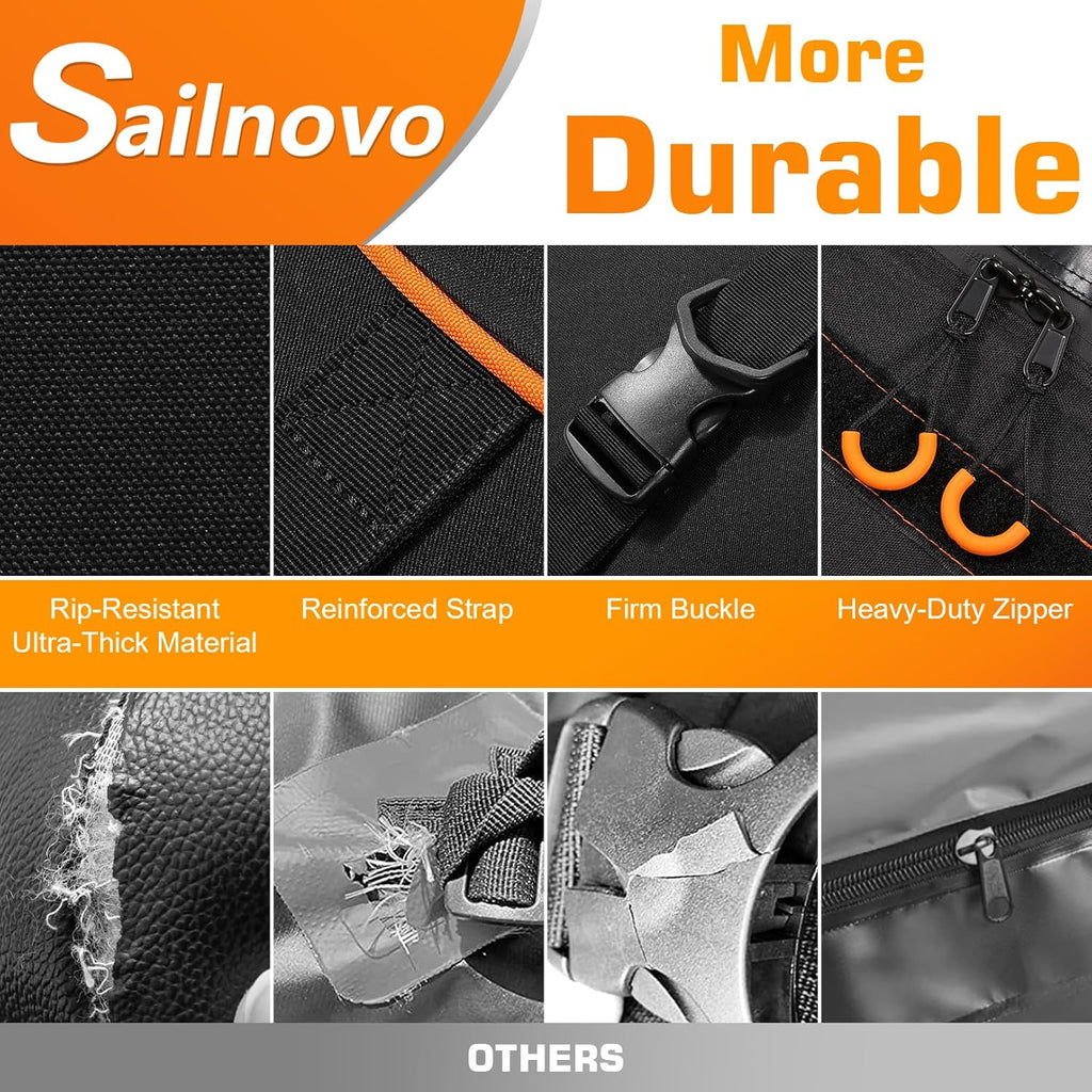 Sailnovo Sac de toit pliable 595 l, matériau étanche 1000D, tapis antidérapant, 8 sangles renforcées, 6 crochets de porte, pour le transport des bagages sur tous les véhicules avec/sans barres de toit
