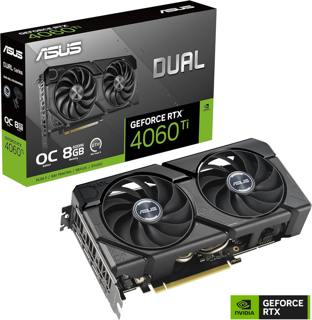 ASUS GeForce RTX 4060 TI Dual Evo 8G OC Carte Graphique de Jeu – Horloge Boost 2595 MHz  GDDR6X  PCIe Gen 4  DLSS 3  3X DP v 1.4a  HDMI 2.1a (Prend en Charge 4K et 8K HDR)