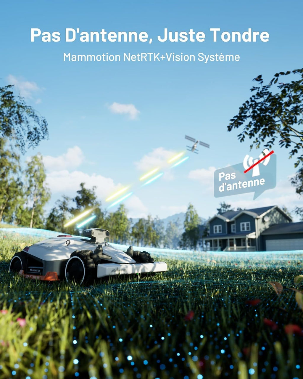 MAMMOTION LUBA 2 AWD 3000X Robot Tondeuse sans Fil Périphérique, NetRTK+Vision, Aucune Antenne RTK Requise, Recommandé 3000m2, Pentes à 80%, Hauteur de Coupe 25-70 mm,avec Module 4G