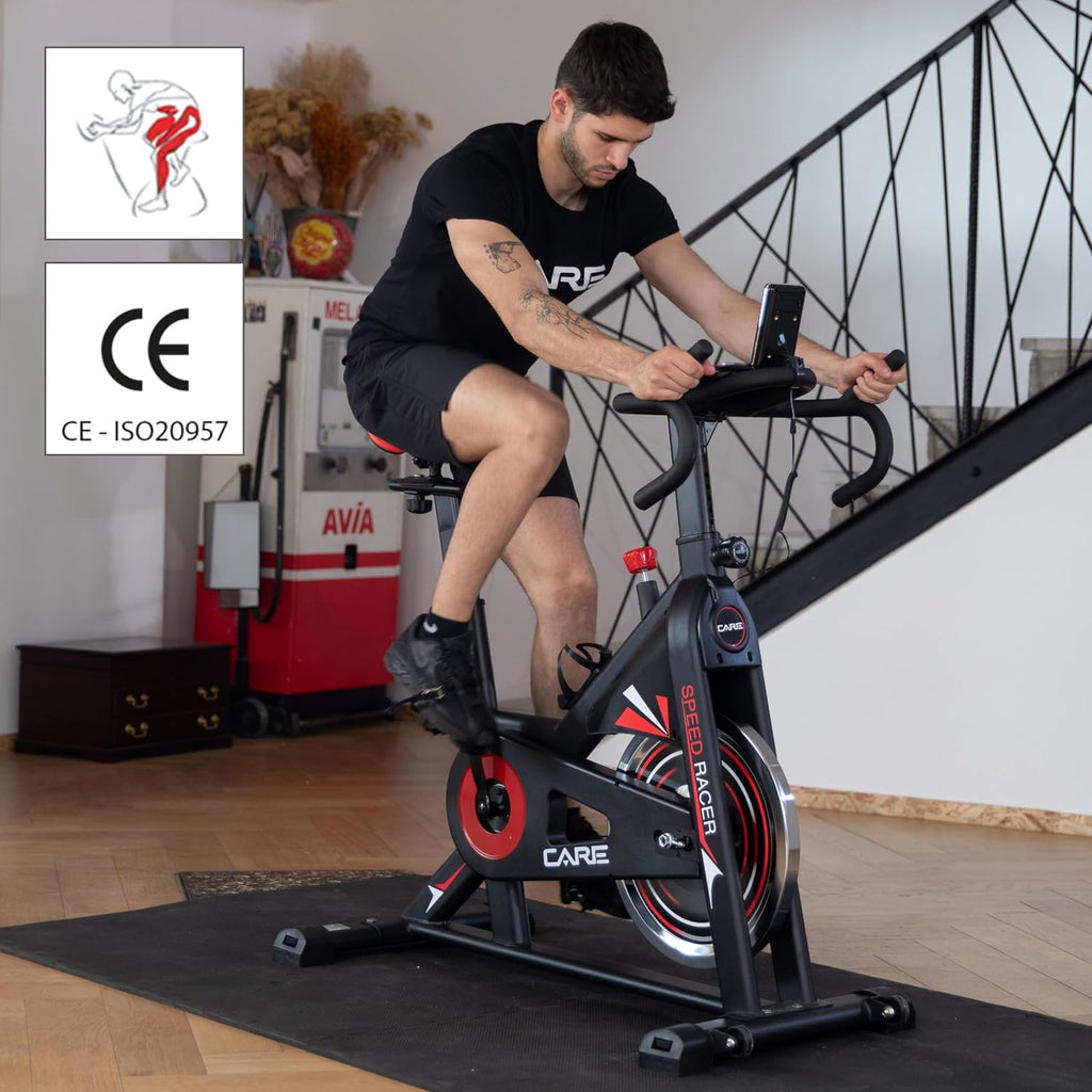 CARE FITNESS - VéLO DE BIKING - Speed racer - velo d'appartement avec écran LCD-Masse d'inertie 22kg-Guidon et selle réglable
