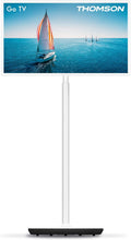 Witte THOMSON Go TV 32 inch draagbare Android-tv op wieltjes, vooraanzicht
