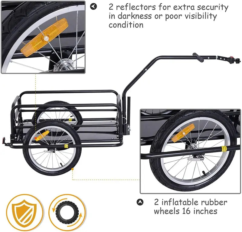 Opgevouwen Aosom aanhanger, compact opbergen