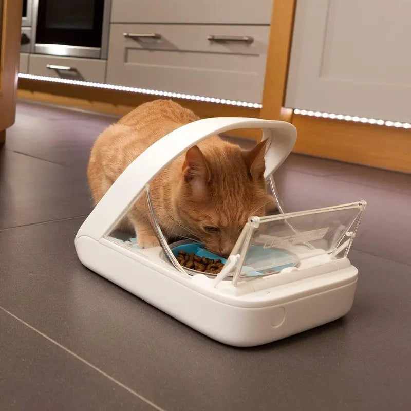 SureFeed kattenvoerautomaat – LED indicator en weegschaal detail