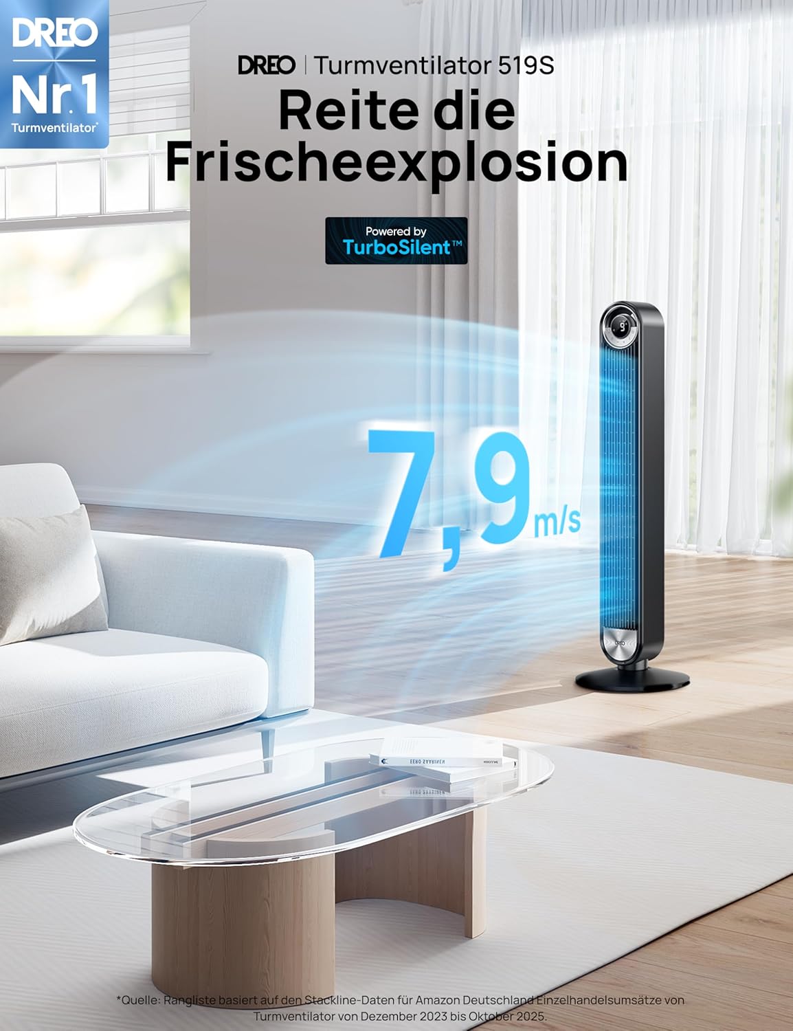 Dreo Cruiser Pro T2S Turmventilator in Schwarz