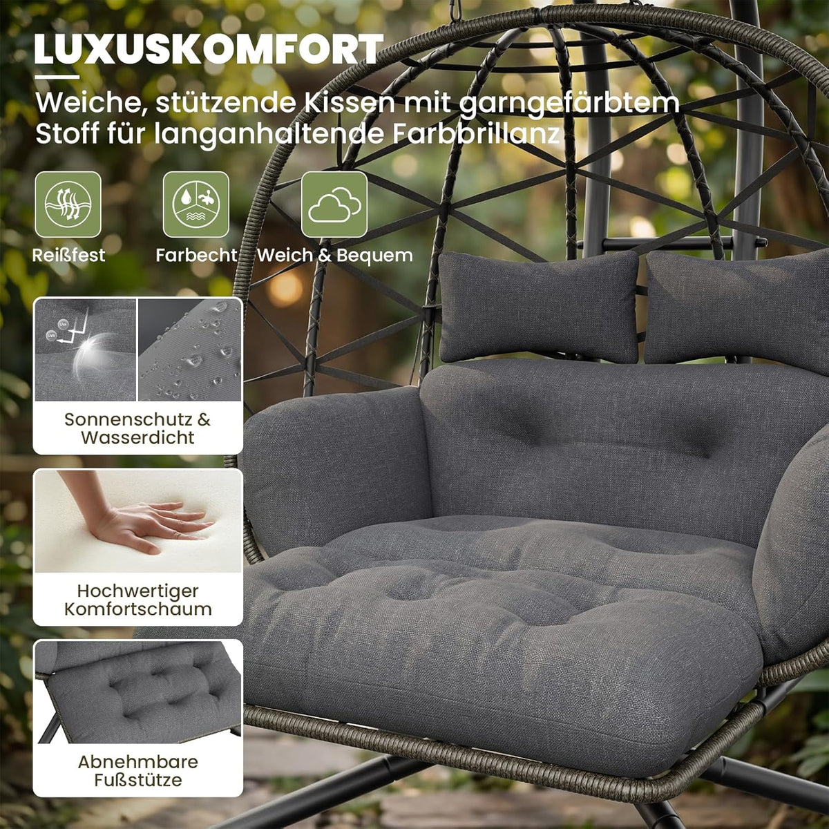 UDPATIO Hängesessel Outdoor Grau – Aufbau und Nutzung