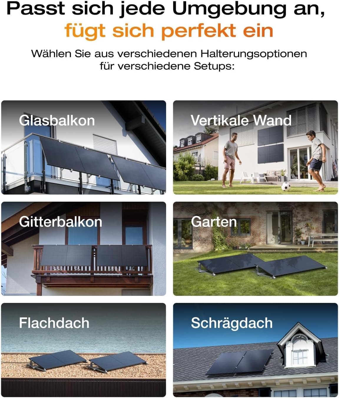Solarway® 1000Wp / 800W Balkonkraftwerk komplett Steckdose - – Frontalansicht 4/7