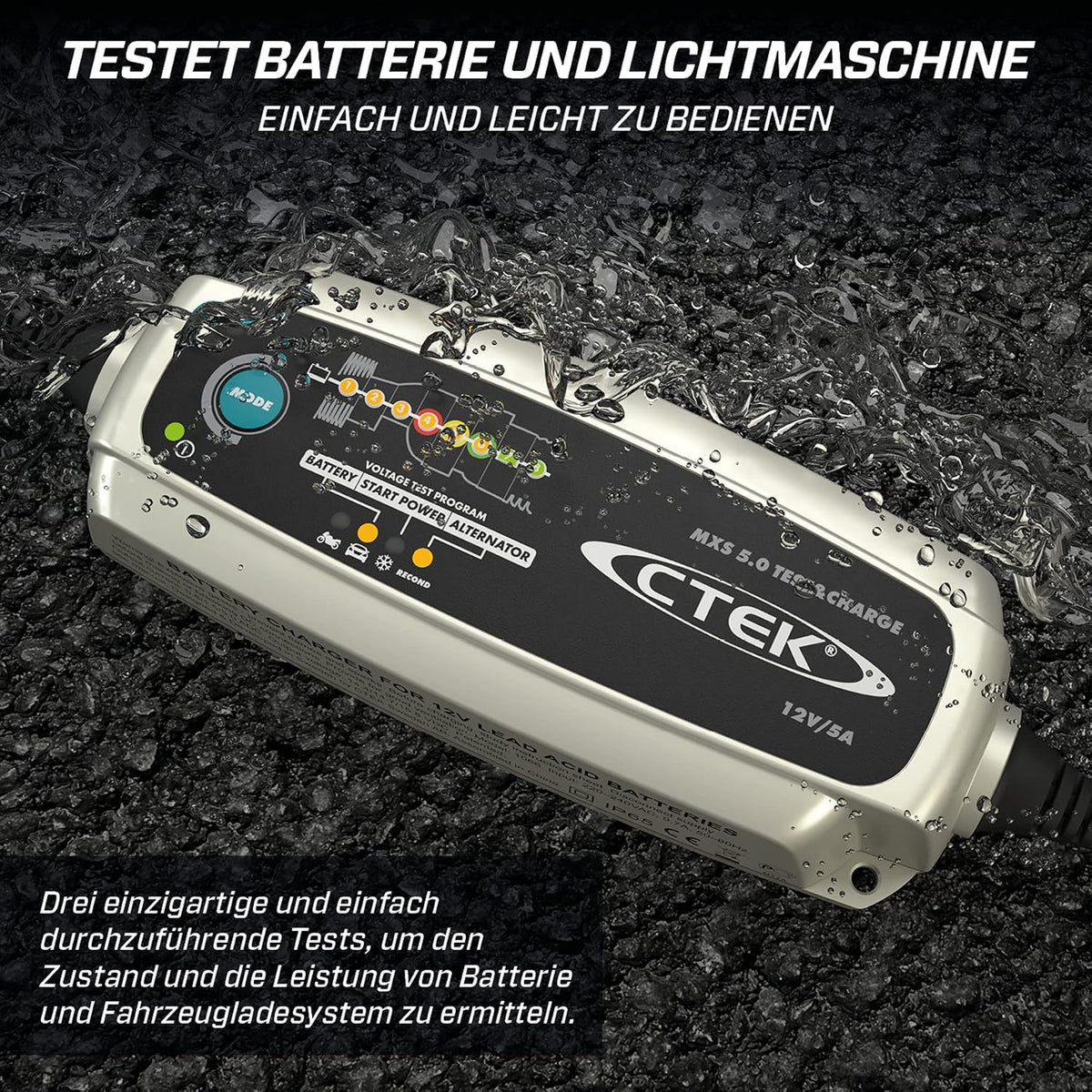 Bedienpanel des CTEK MXS 5.0 mit Modustaste