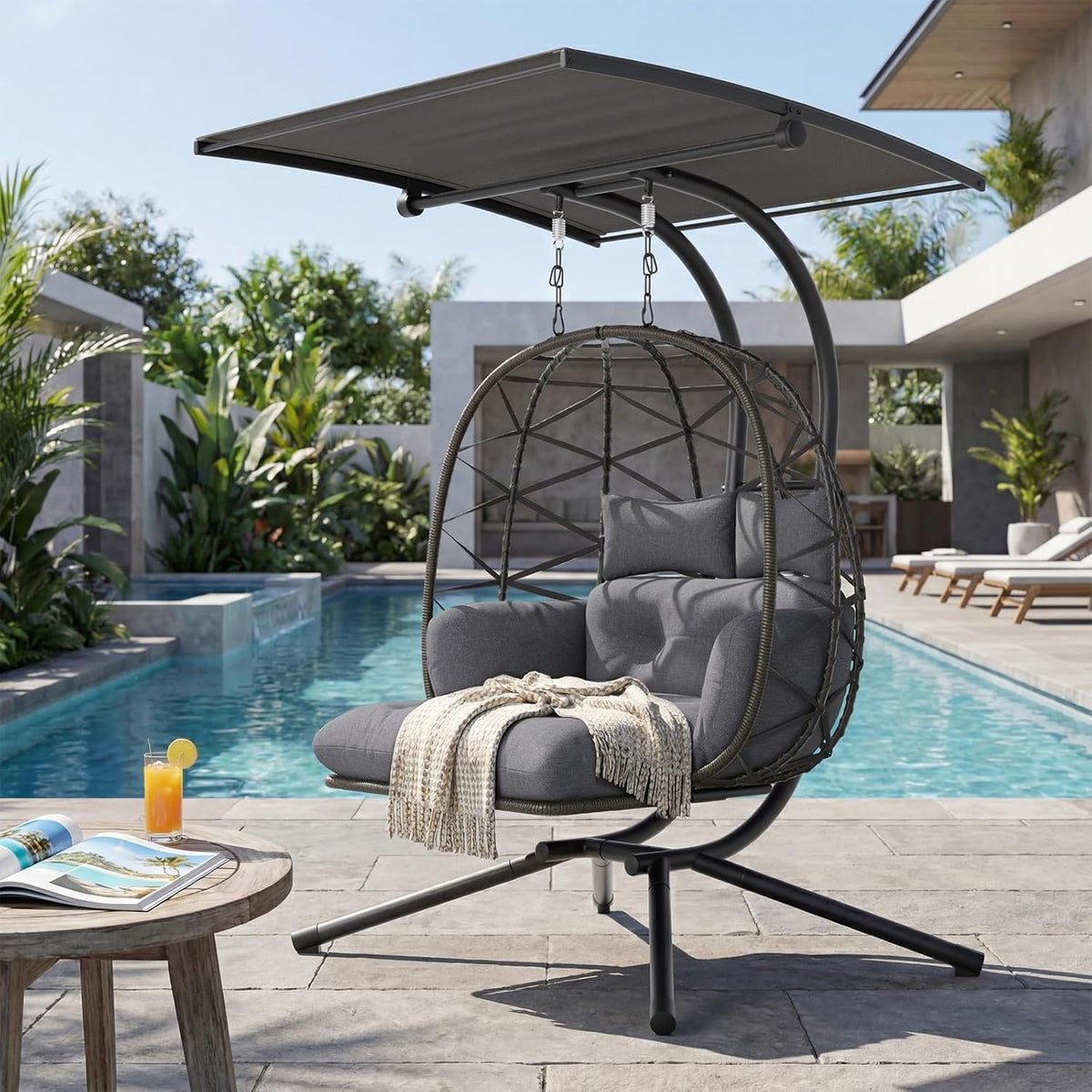 UDPATIO Hängesessel Outdoor Grau – Detailansicht
