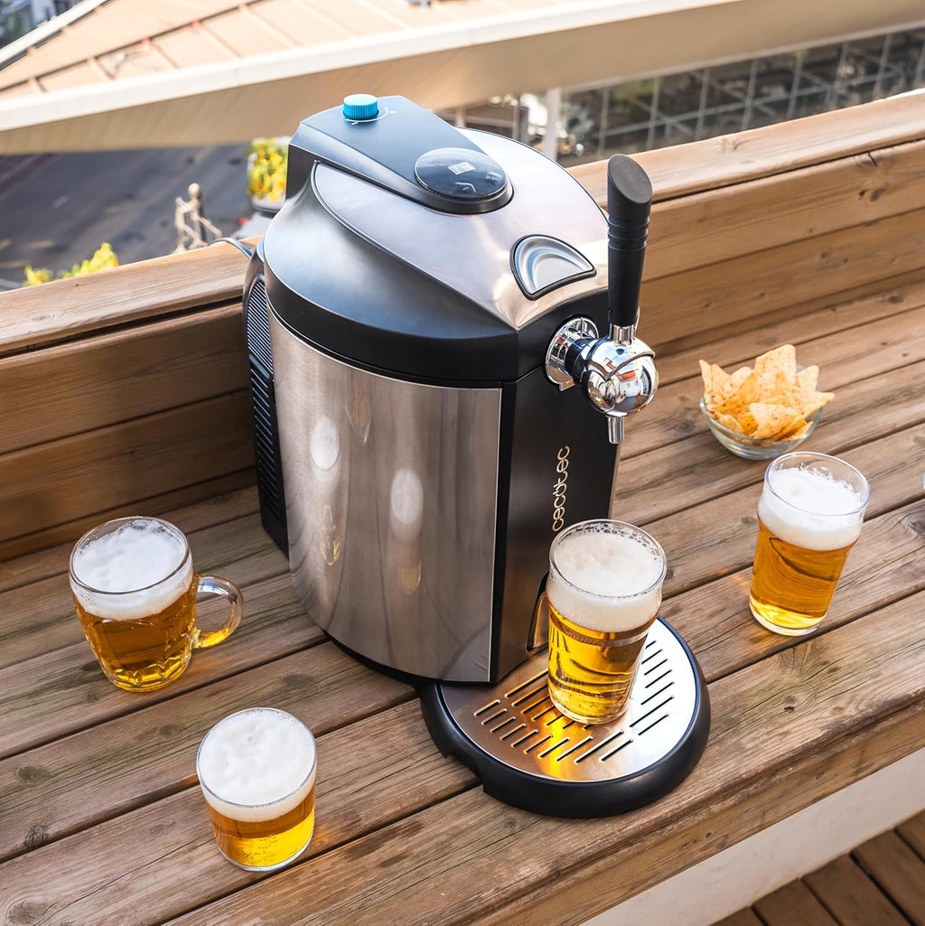 Cecotec Tireuse à Bière BeerFlow Steel 5000. Machine à Bière 65W  température réglable de 2-12°C Compatible avec barils pressurisés et non pressurisés de 5L  avec finition inox et pieds antidérapants