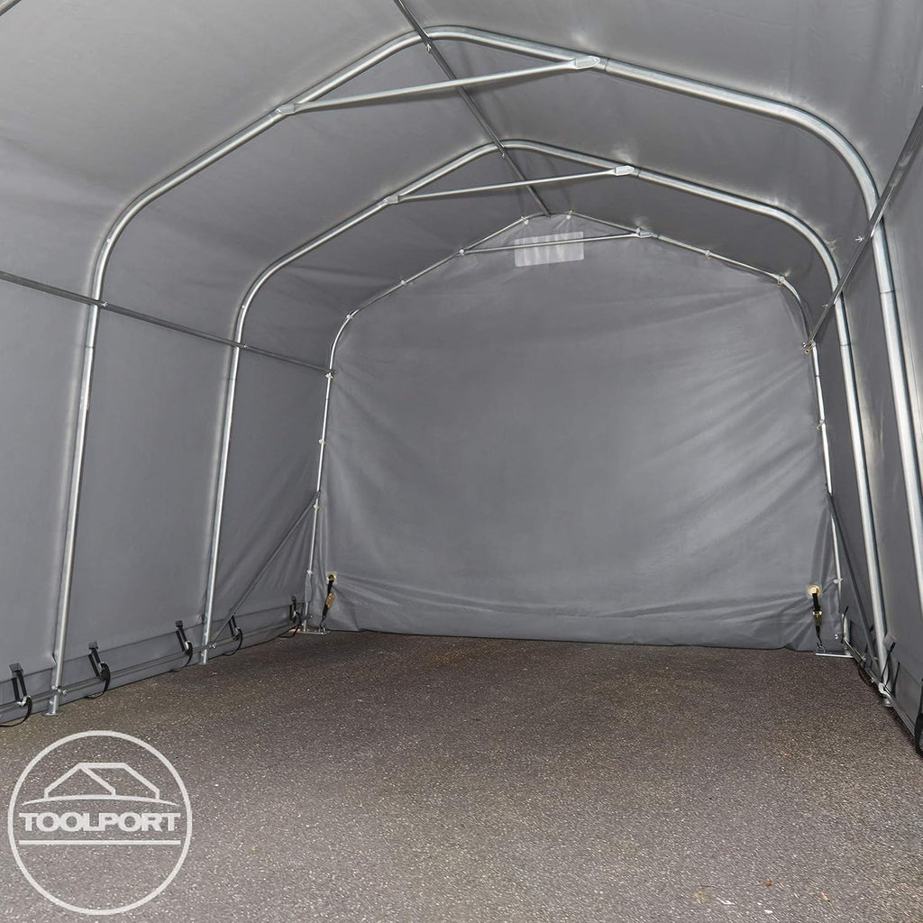 TOOLPORT Tente-Garage carport 3,3 x 4,8 m d'élevage abri agricole Tente de Stockage bache PVC 800 N Armature Solide Gris