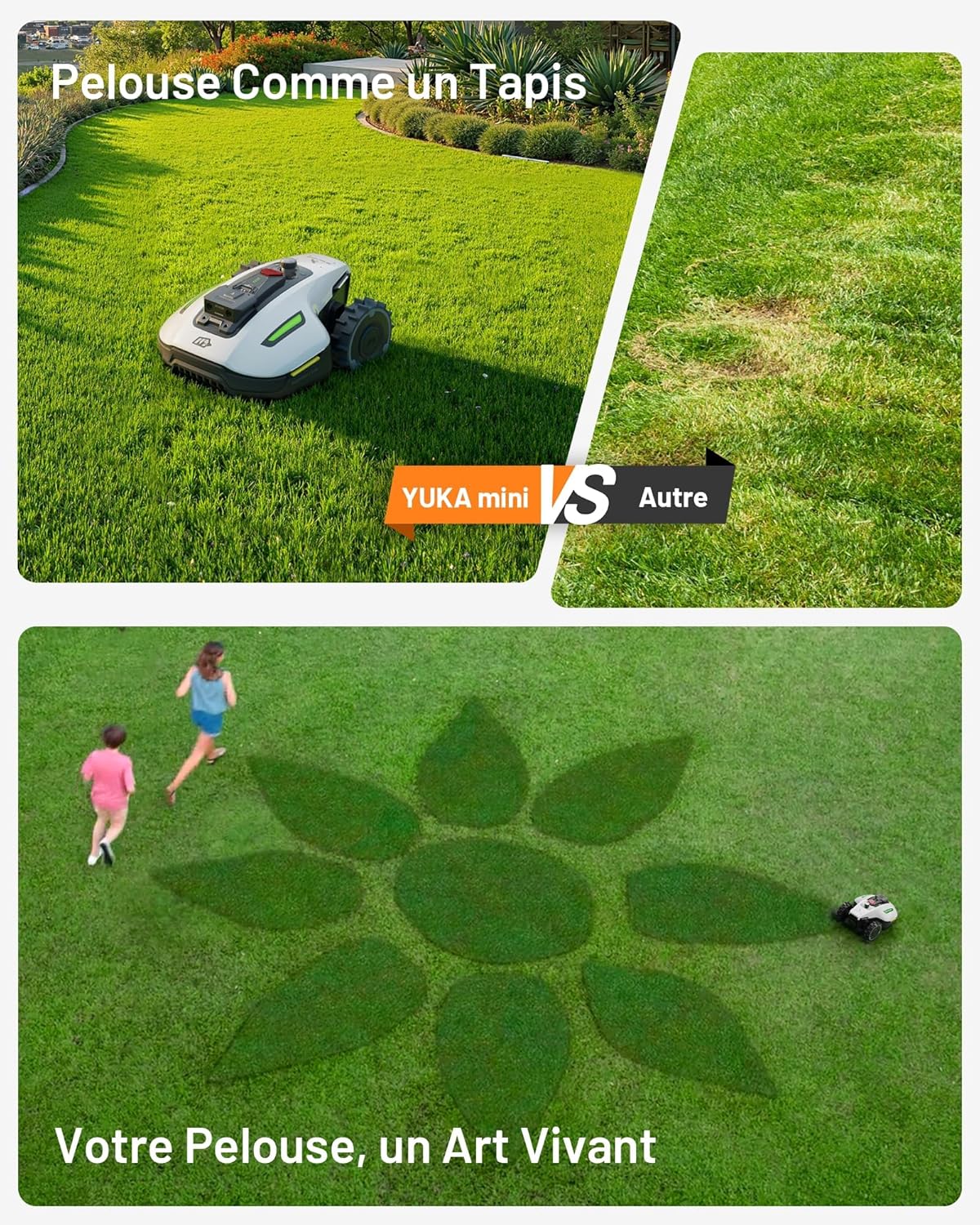 MAMMOTION YUKA Mini 500 Robot Tondeuse sans Fil Périphérique, NetRTK+Vision, Aucune Antenne RTK Requise, Recommandé 500 m2, Pente à 50%, Cartographie Automatique, avec Module 4G