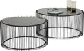 Kare Design Tables Basses Wire, Lot de 2, Noir, Rond, Acier, Plateau de Table en Verre, Diamètre 70/60cm, Style Moderne, élégante, Table Basse Salon, Deco Intérieur, Décoration Chambre