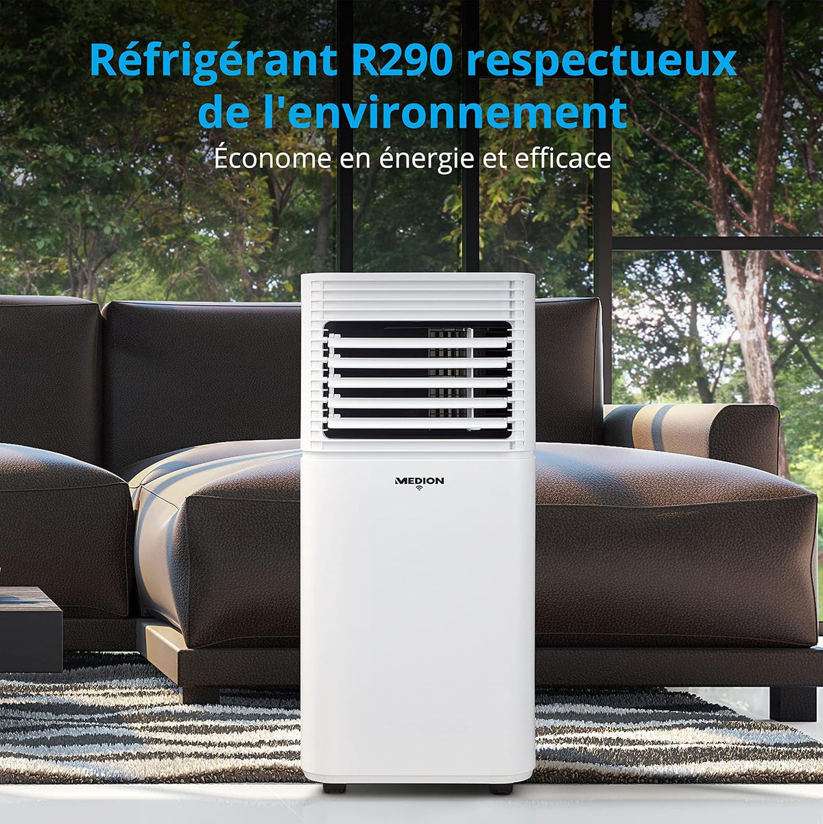 MEDION Smart Climatiseur Mobile P701 (7000 BTU  3-en-1  Refroidir  Déshumidification  Ventilation  jusqu'à 25m2  kit de joint de fenêtre  mode sommeil  contr?le Wifi  Télécommande  écran  MD 37672)