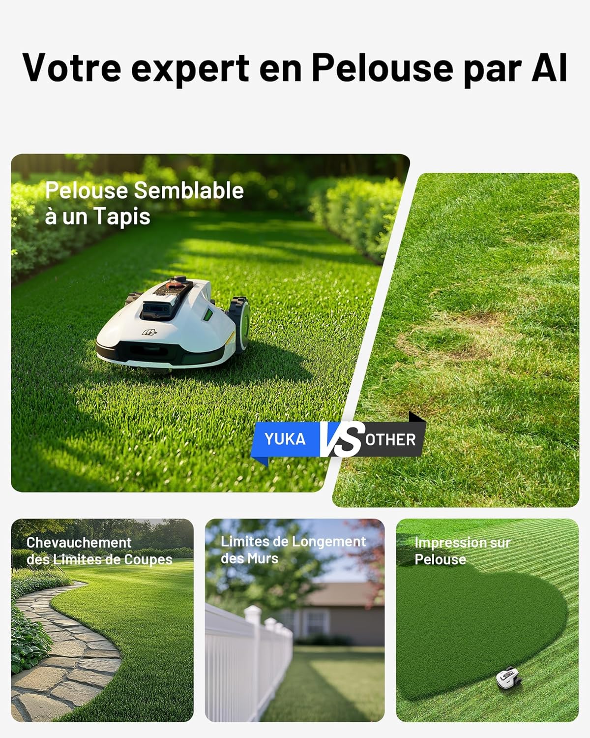 MAMMOTION YUKA 2000 Robot Tondeuse sans Fil Périphérique, NetRTK+Vision, Aucune Antenne RTK Requise, Recommandé 2000 m2, Max. 2400 m2, Pelouse Semblable à Un Tapis, Disque de Coupe Double, Module 4G