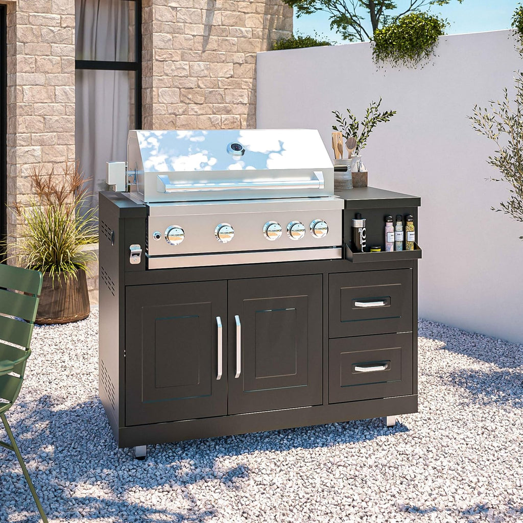 Cuisine extérieure en métal avec évier  Barbecue et Rangement