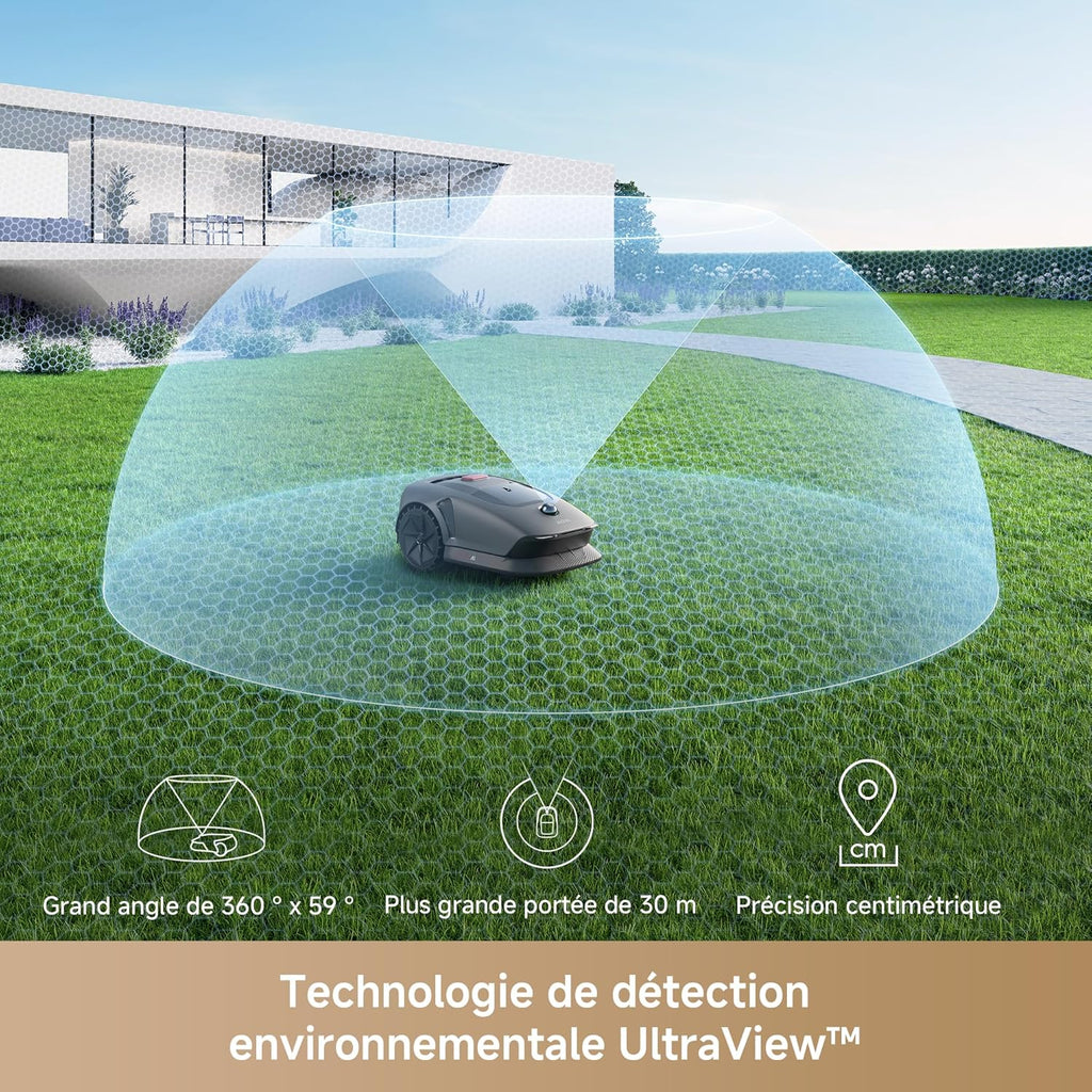 MOVA 600 Robot Tondeuse Installation sans Fil, cartographie 3D-LiDAR jusqu'à 600 m2, évitement Intelligent des Obstacles. Contr?le Via App, Coupe en U, Silencieux, alertes de sécurité.