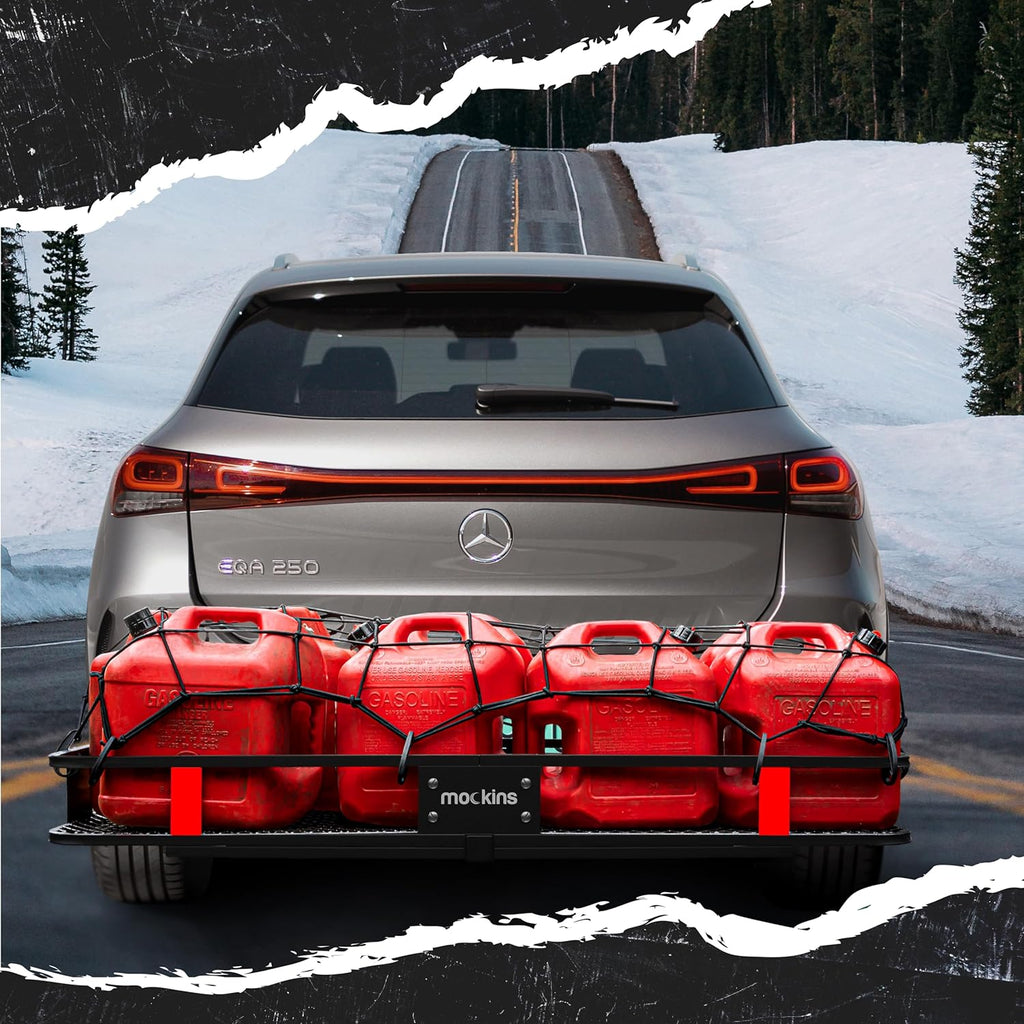 Mockins Porte-bagages pliable en acier résistant aux intempéries pour voiture, VUS et camion avec capacité de 226,8 kg | Récepteur d'attelage de 5,1 cm et accessoires de remorque cargo 152,4 x 50,8 x
