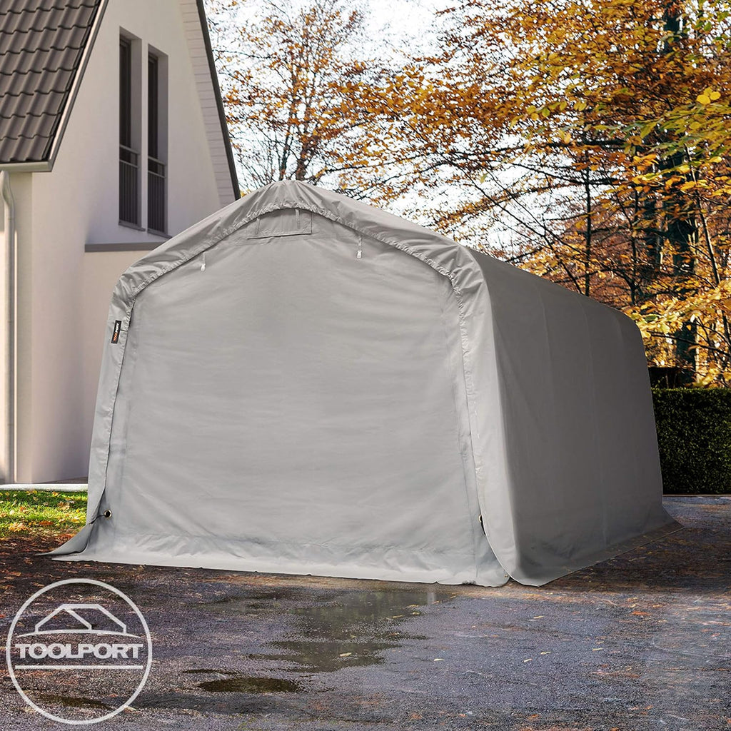 TOOLPORT Tente-Garage carport 3,3 x 4,8 m d'élevage abri agricole Tente de Stockage bache PVC 800 N Armature Solide Gris