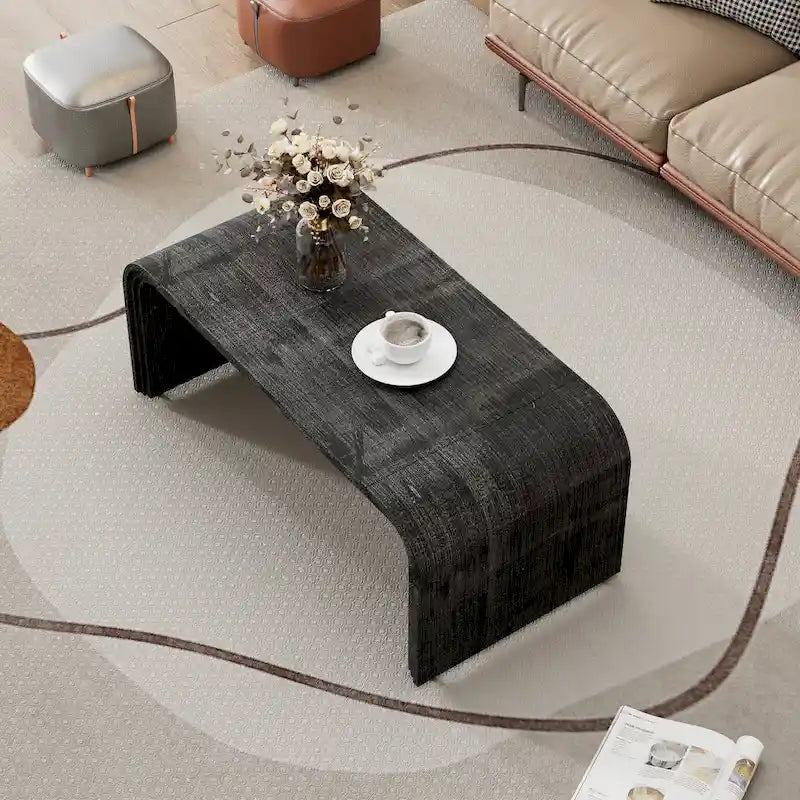 Coffee Table with Curved Art Deco Design - 23.60 x 47.20 x 18.50