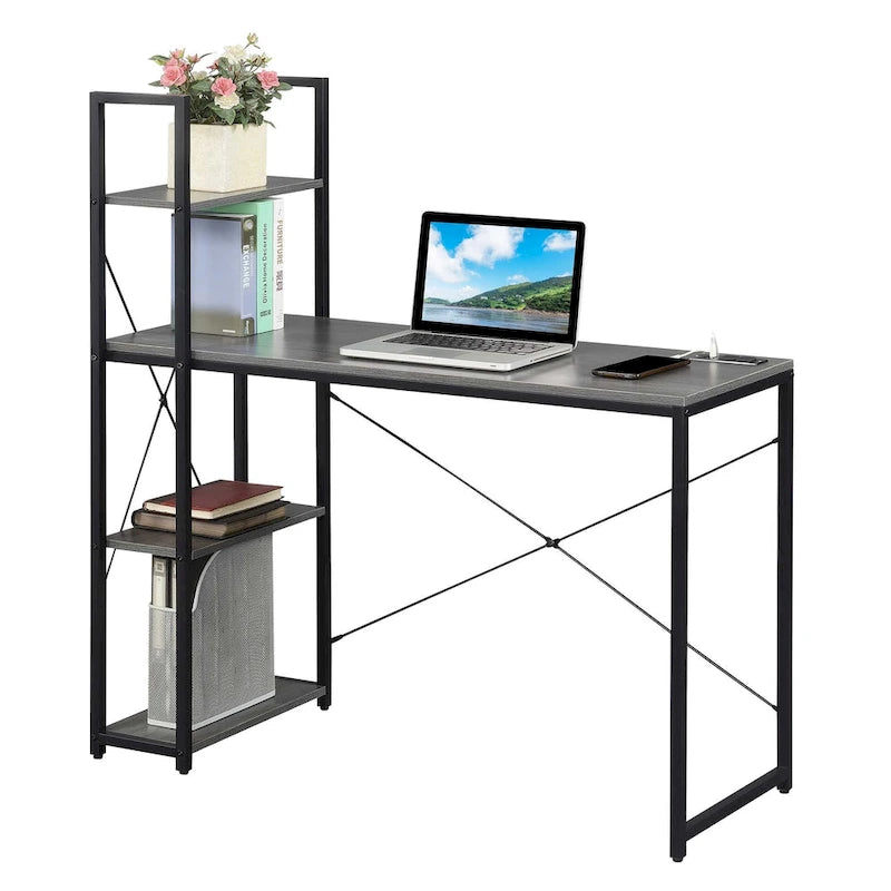 Convenience Concepts Designs2Go Office Workstation with Charging Station and Shelves