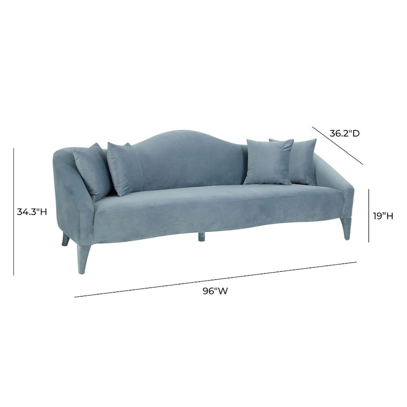 Naya Velvet Sofa - 96W x 36.2D x 34.3H - 96W x 36.2D x 34.3H