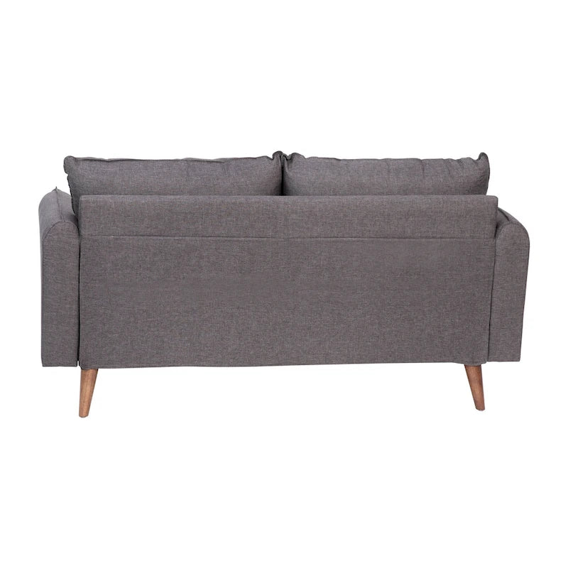 Compact Faux Linen Upholstered Loveseat with Wooden Legs