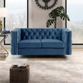 Morden Fort Modern 2 Pieces of Loveseat and Sofa Couch Set with Dutch Velvet Beige, Iron Legs