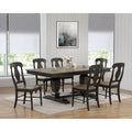 Double Transitional Pedestal Antiqued Grey Napoleon Back 7-Piece Set