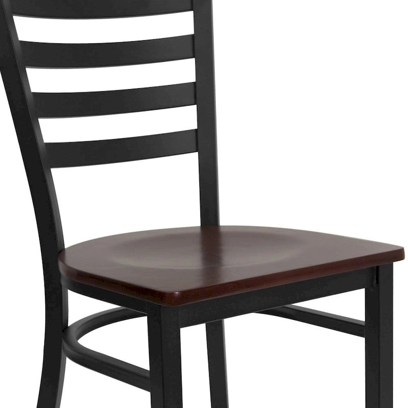 2 Pack Ladder Back Metal Restaurant Chair - 16.5W x 17D x 32.25H - 16.5W x 17D x 32.25H