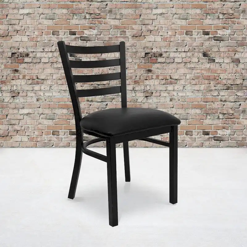 2 Pack Ladder Back Metal Restaurant Chair - 16.5W x 17D x 32.25H - 16.5W x 17D x 32.25H
