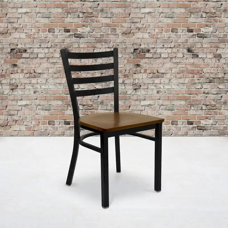 2 Pack Ladder Back Metal Restaurant Chair - 16.5W x 17D x 32.25H - 16.5W x 17D x 32.25H