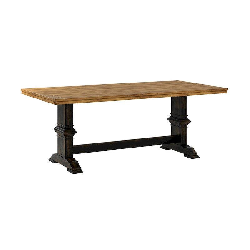 Eleanor Black Farmhouse Trestle Base Slat Back 6-piece Dining Set by iNSPIRE Q Classic
