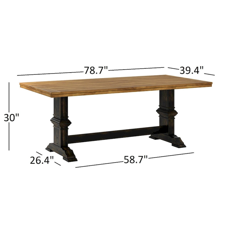 Eleanor Black Farmhouse Trestle Base Slat Back 6-piece Dining Set by iNSPIRE Q Classic
