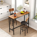 3-Piece Bistro Set, Dining Table and Upholstered Stools w/ Backrest