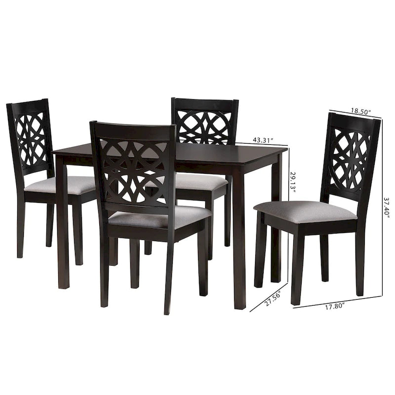 Abigail Modern styled Fabric and Wood Dining Set