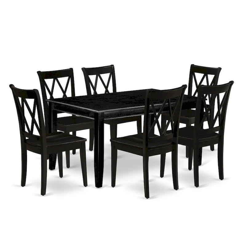 East West Furniture Dining Room Table Set Consist of a Rectangle Kitchen Table and Dining Chairs, Black (Pieces Option)