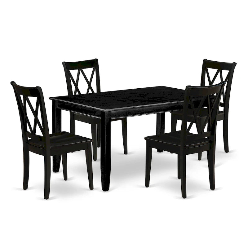 East West Furniture Dining Room Table Set Consist of a Rectangle Kitchen Table and Dining Chairs, Black (Pieces Option)