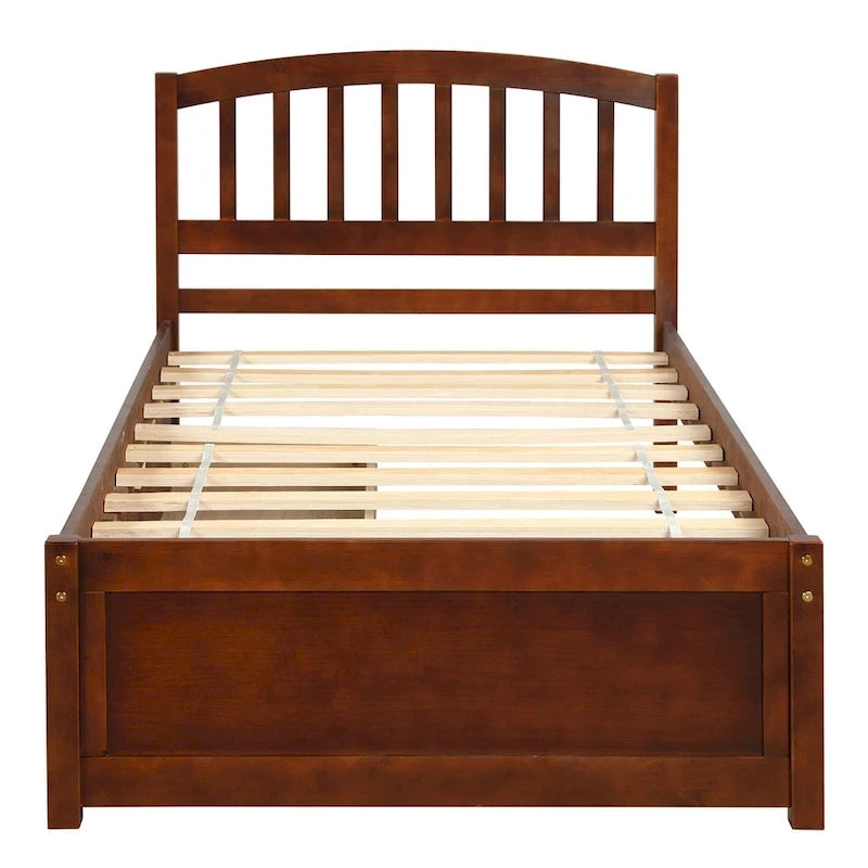 Nestfair Twin Size Wood Platform Bed with Two Drawers and Headboard