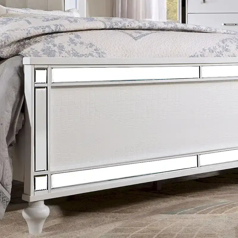 Derc Modern Solid Wood Upholstered Tufted Panel Bed with LED by Furniture of America