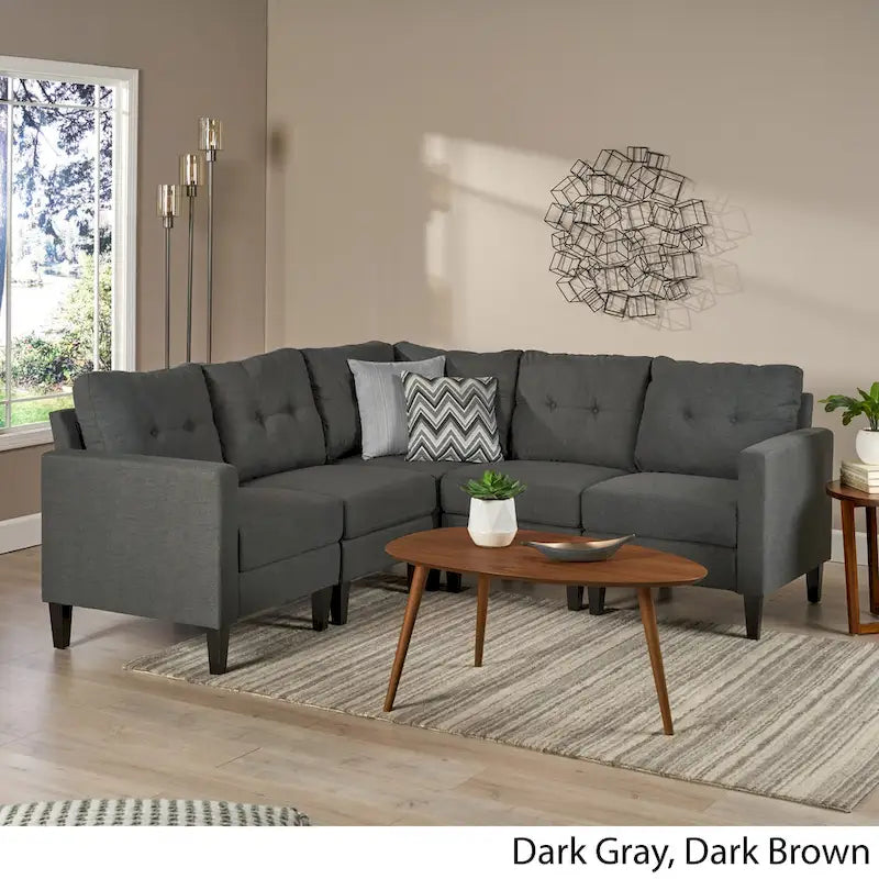Emmie Mid-century Modern 5-piece Sectional Sofa Set by Christopher Knight Home