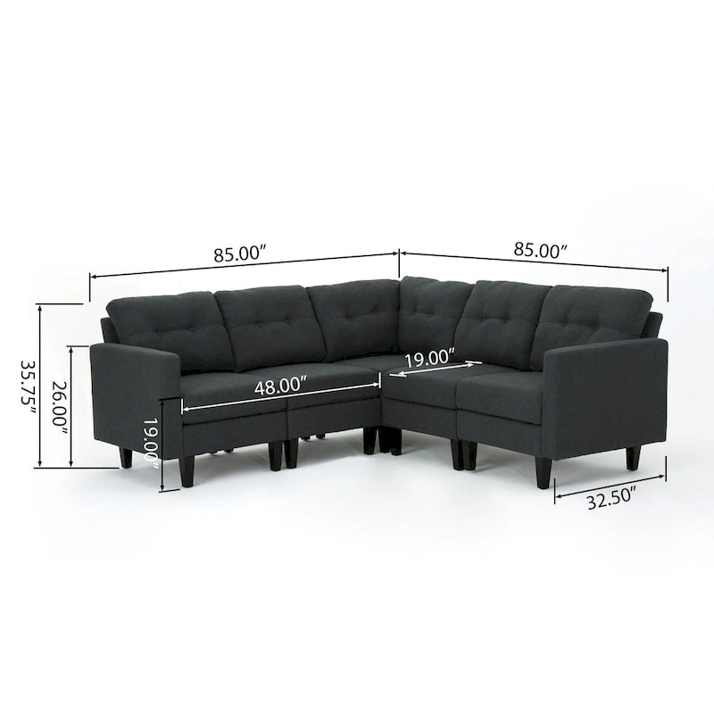 Emmie Mid-century Modern 5-piece Sectional Sofa Set by Christopher Knight Home