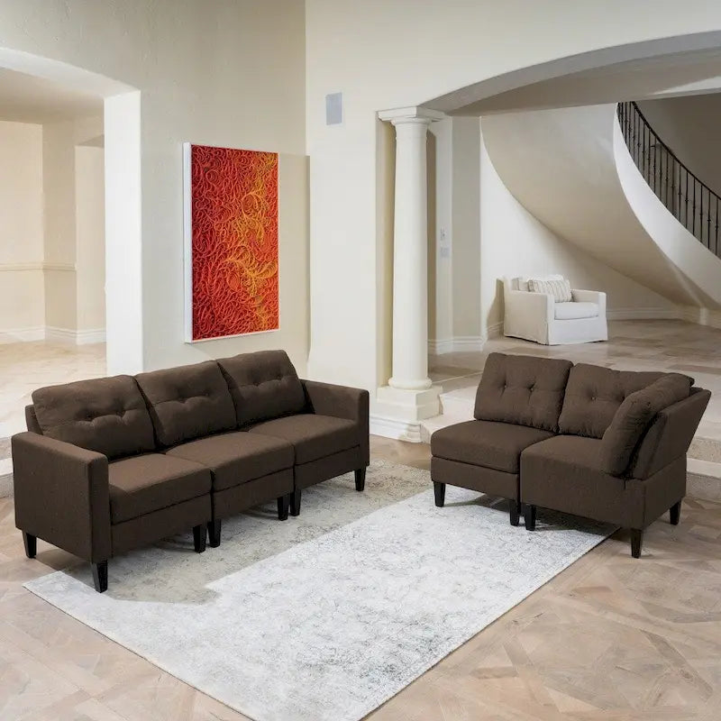 Emmie Mid-century Modern 5-piece Sectional Sofa Set by Christopher Knight Home