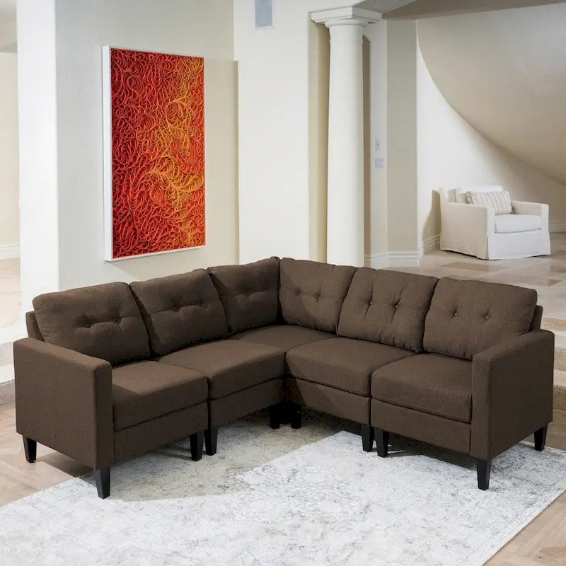 Emmie Mid-century Modern 5-piece Sectional Sofa Set by Christopher Knight Home